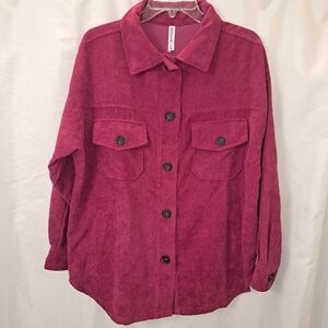 NWOT Sz S oversized Zenana Magenta Corduroy Jacket Shacket
